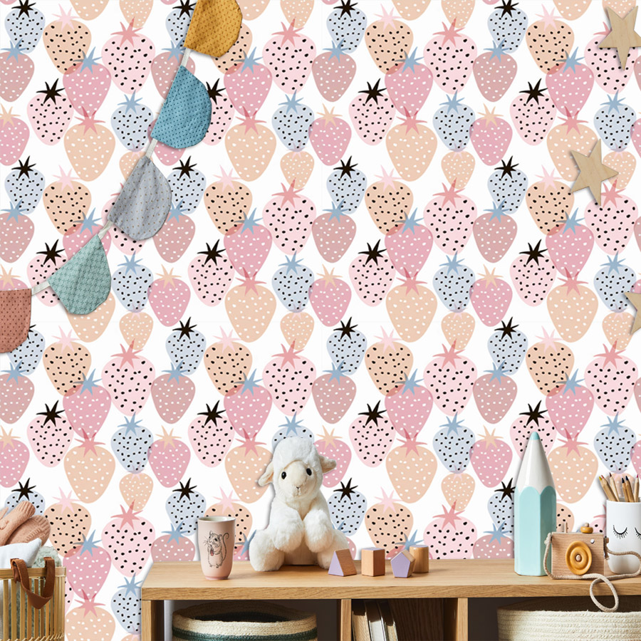 Baby Nursery Wallpaper Girl - 12+ Urocza tapeta z truskawkowym wzorem