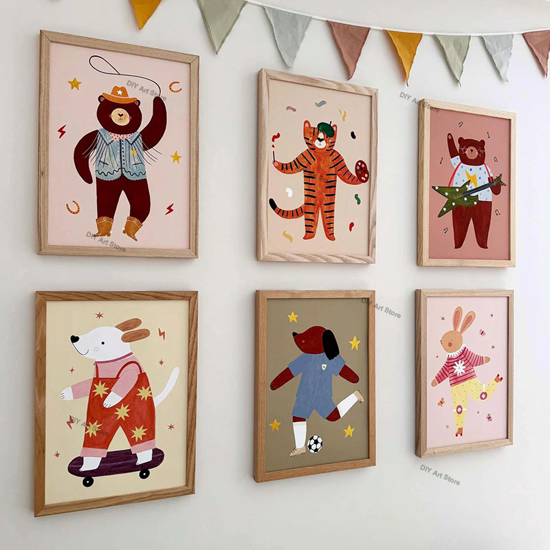 Baby Nursery Posters - Zabawne kreskówkowe zwierzęta, obraz na płótnie