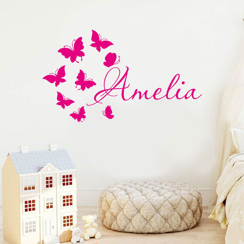 Baby Nursery Wallpaper Girl - Personalizowane naklejki ścienne z imieniem dziewczynki,