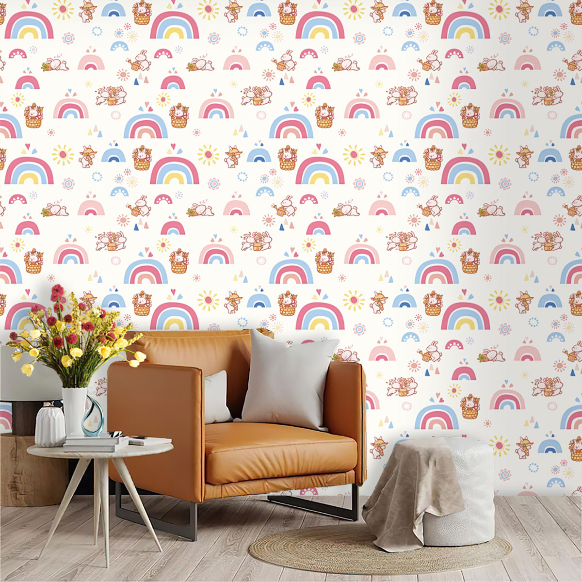 Baby Nursery Wallpaper Girl - Tapeta samoprzylepna w stylu boho z