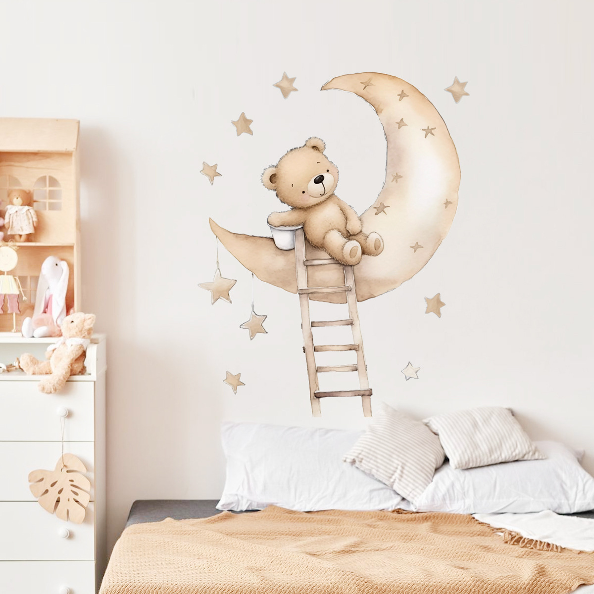Baby Nursery Wallpaper Girl - Naklejki ścienne Kawaii z motywem misia