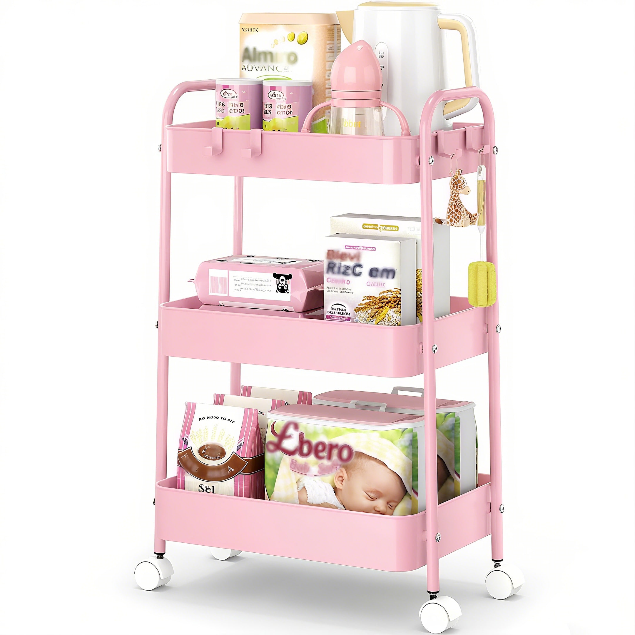 3-poziomowy metalowy wózek na  – Baby Nursery Office recenzja i cena