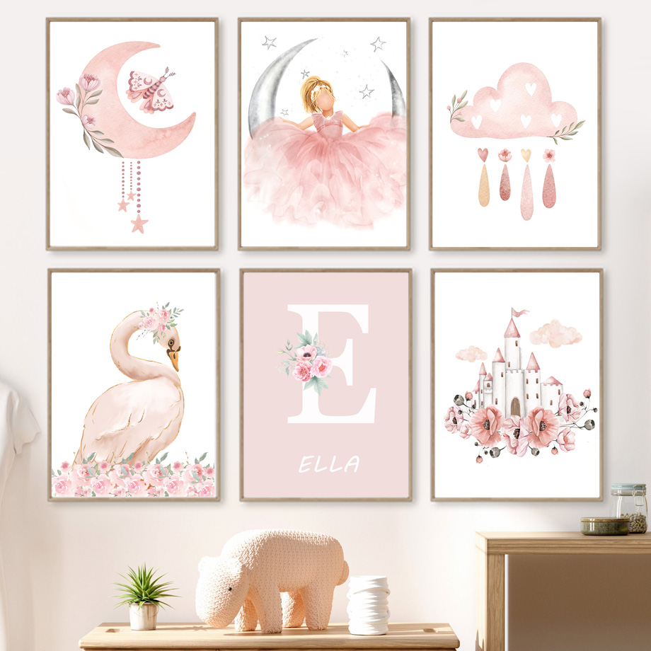 Pink Angel Girl Sun Moon Cloud – Baby Nursery Posters recenzja i cena