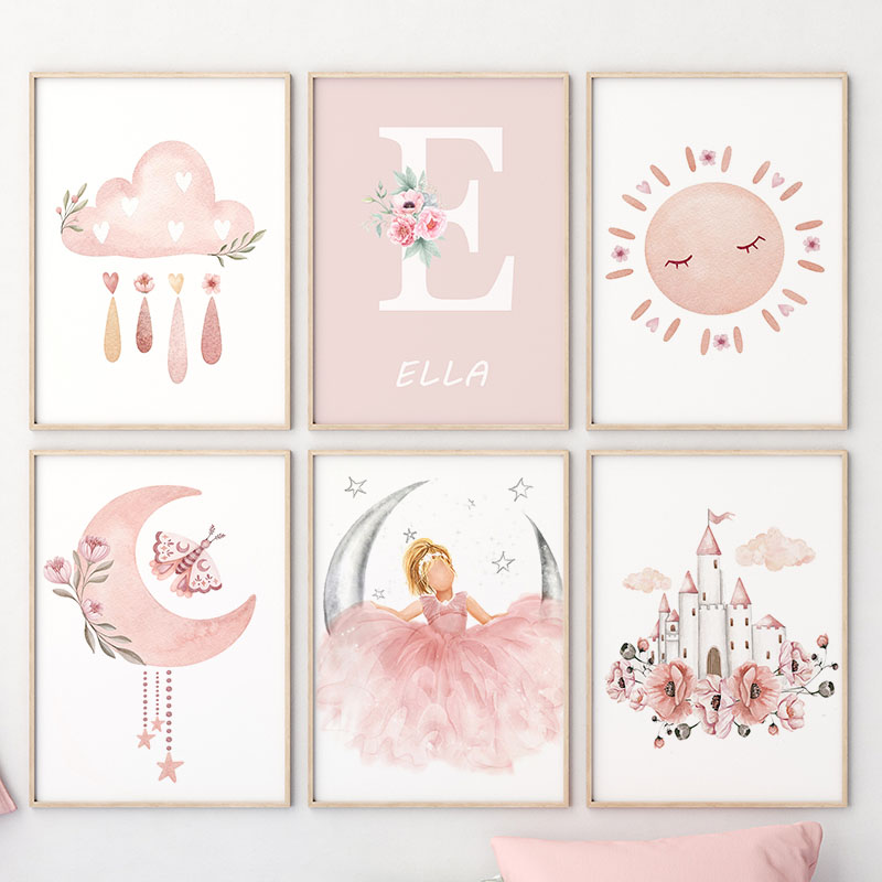 Pink Angel Girl Sun Moon Cloud – Baby Nursery Posters recenzja i cena