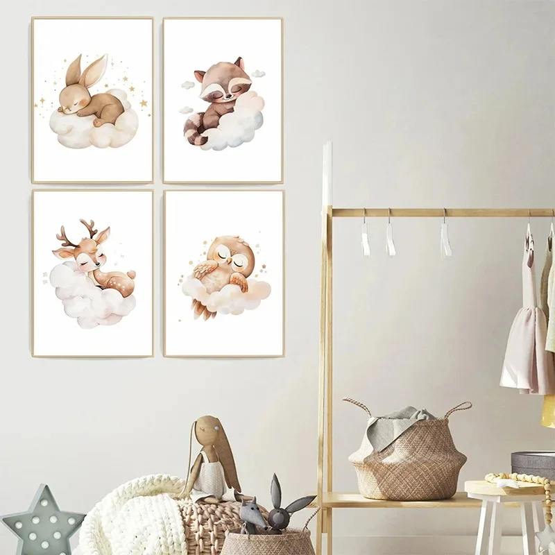 Cartoon Cloud Animal Canvas Pa – Baby Nursery Picture Frames recenzja i cena