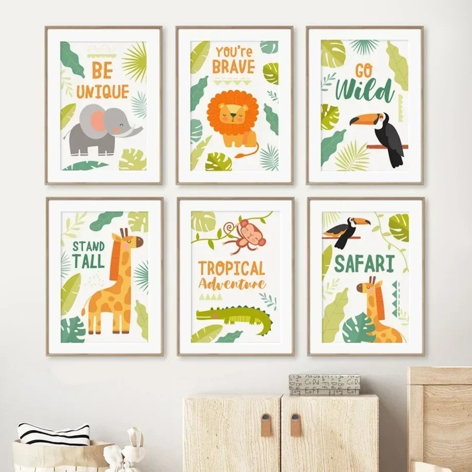 Żyrafa słoń lew małpa krokodyl – Baby Nursery Picture Frames recenzja i cena