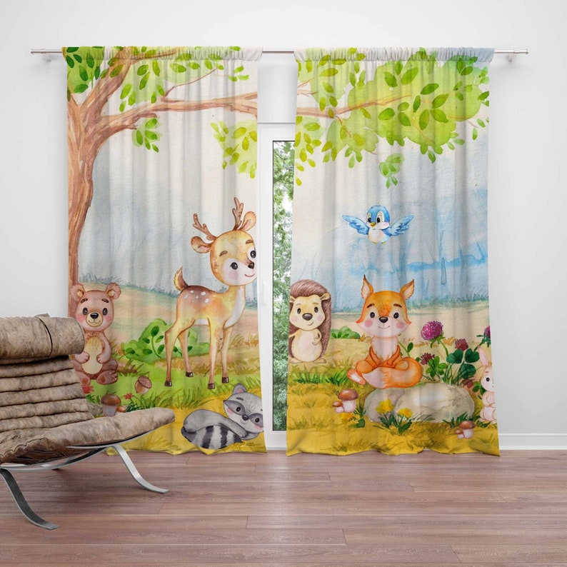 Zasłony z motywem zwierząt leś – Baby Nursery Youtube recenzja i cena