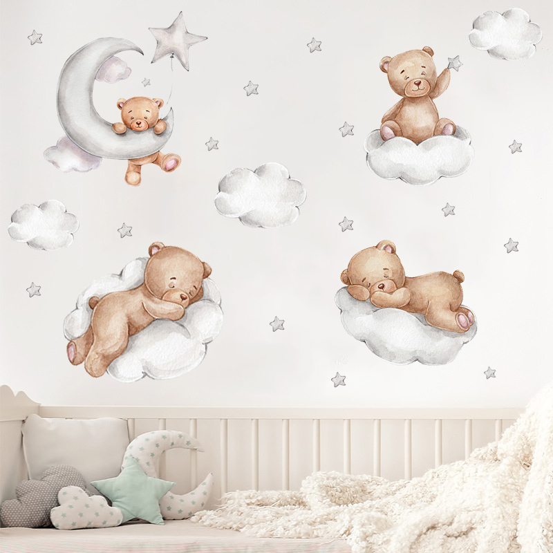Naklejki ścienne z uroczym mis – Baby Nursery Wallpaper Girl recenzja i cena