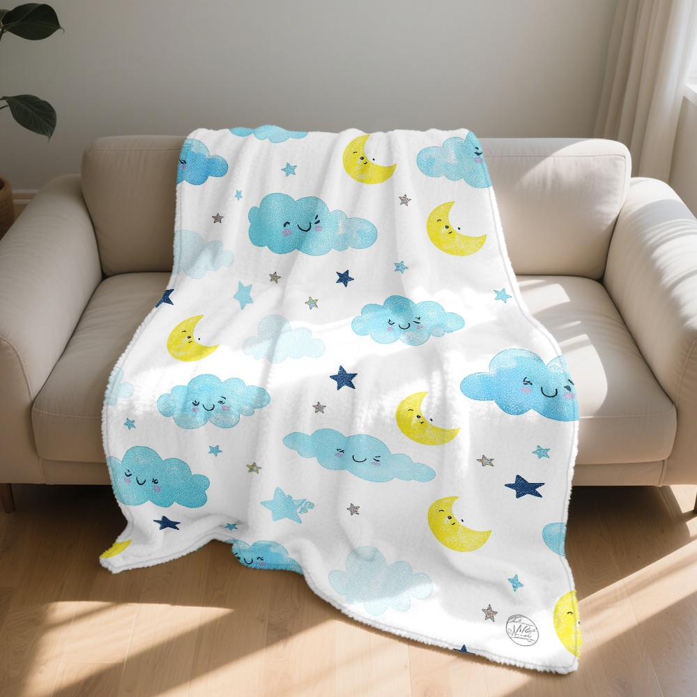 Uroczy pled z motywem chmur, k – Baby Nursery In Hospital recenzja i cena