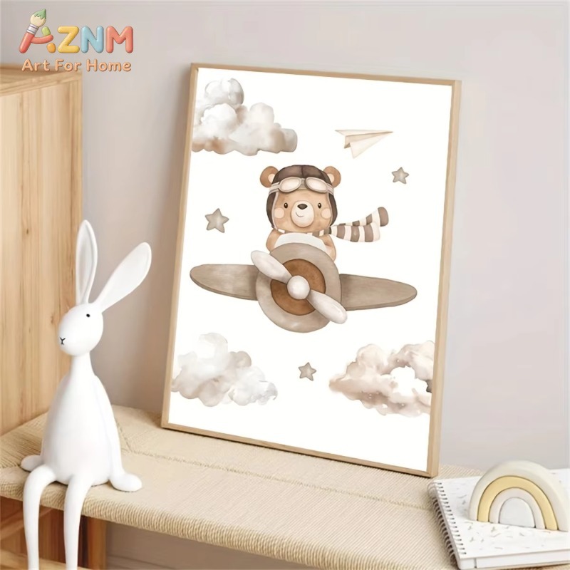 3 szt. Uroczy Niedźwiedź Pilot – Baby Nursery Picture Frames recenzja i cena